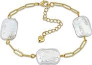 DELMAR Freshwater Cultured Pearl Paperclip Chain Bracelet