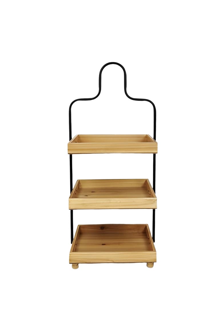 3 Tier Wood Tray Stand, Main, color, Brown