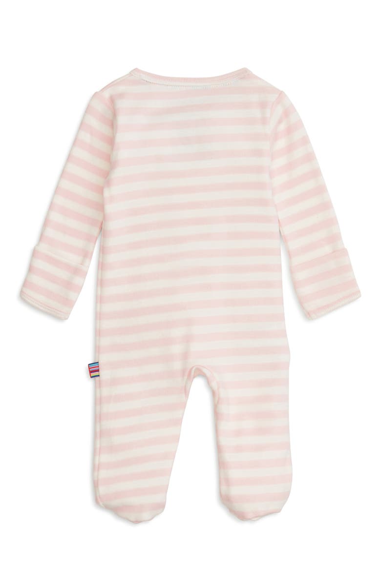 Pink Stripe Organic Cotton Magnetic Footie, Alternate, color, WHITE
