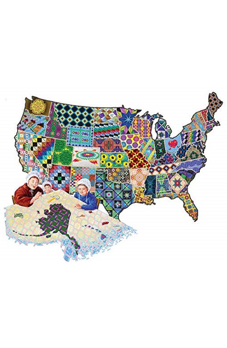 Sunsout An American Quilt a 600 piece Jigsaw Puzzle for Adults Special Shape, Main, color, Multicolor