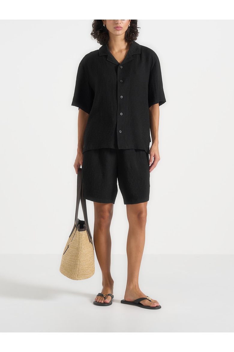 Ari Unisex Textured Shorts, Main, color, Black