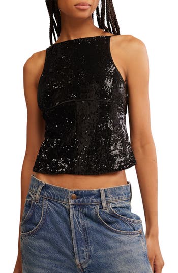 Free People Fp James Sequin Tank In Black Combo