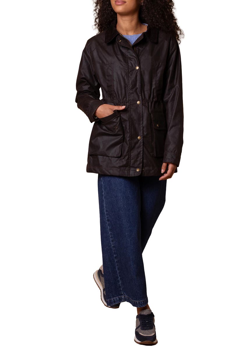 Celtic & Co. British Waxed Cotton Zip Thru Jacket, Alternate, color, Dark Brown