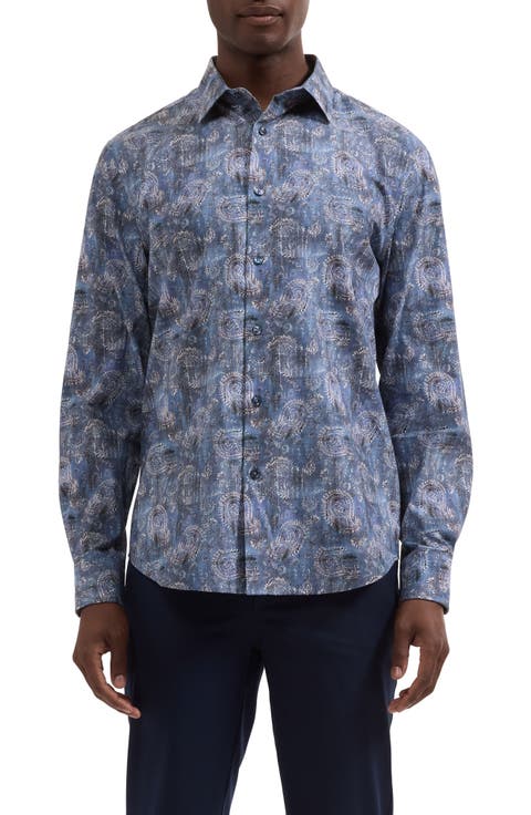 Julian Shaped Fit Paisley Button-Up Shirt
