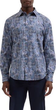 Bugatchi Julian Shaped Fit Paisley Button-Up Shirt