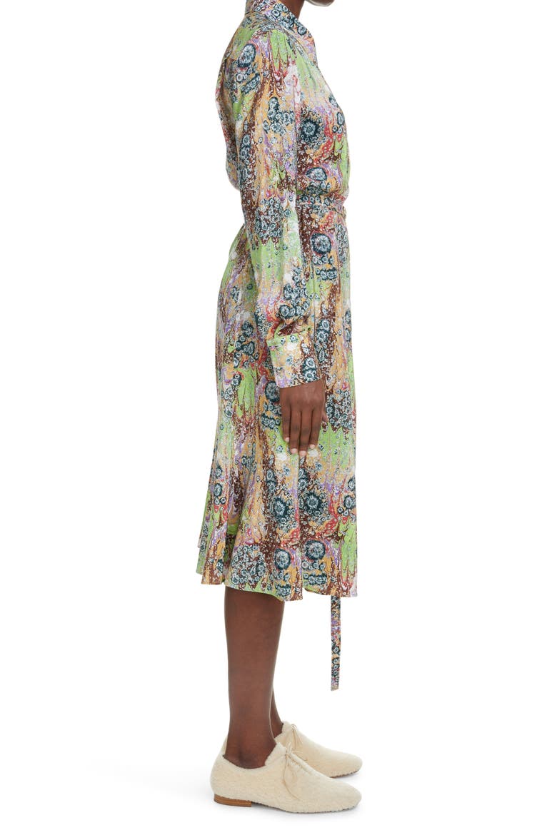 Marble Print Silk Crêpe de Chine Shirtdress, Alternate, color, MULTICOLOR GREEN 1 3ZA