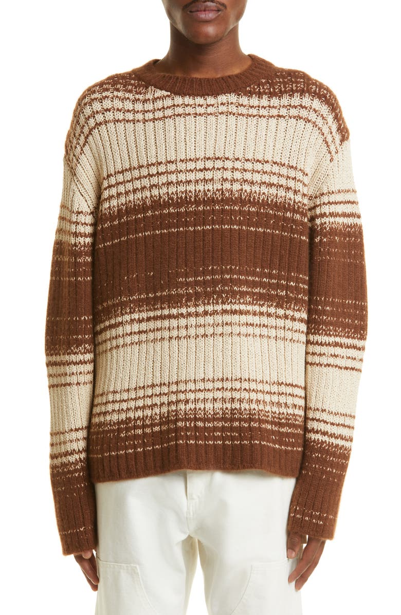 The Elder Statesman Ombré Stripe Cashmere & Cotton Rib Sweater, Main, color,