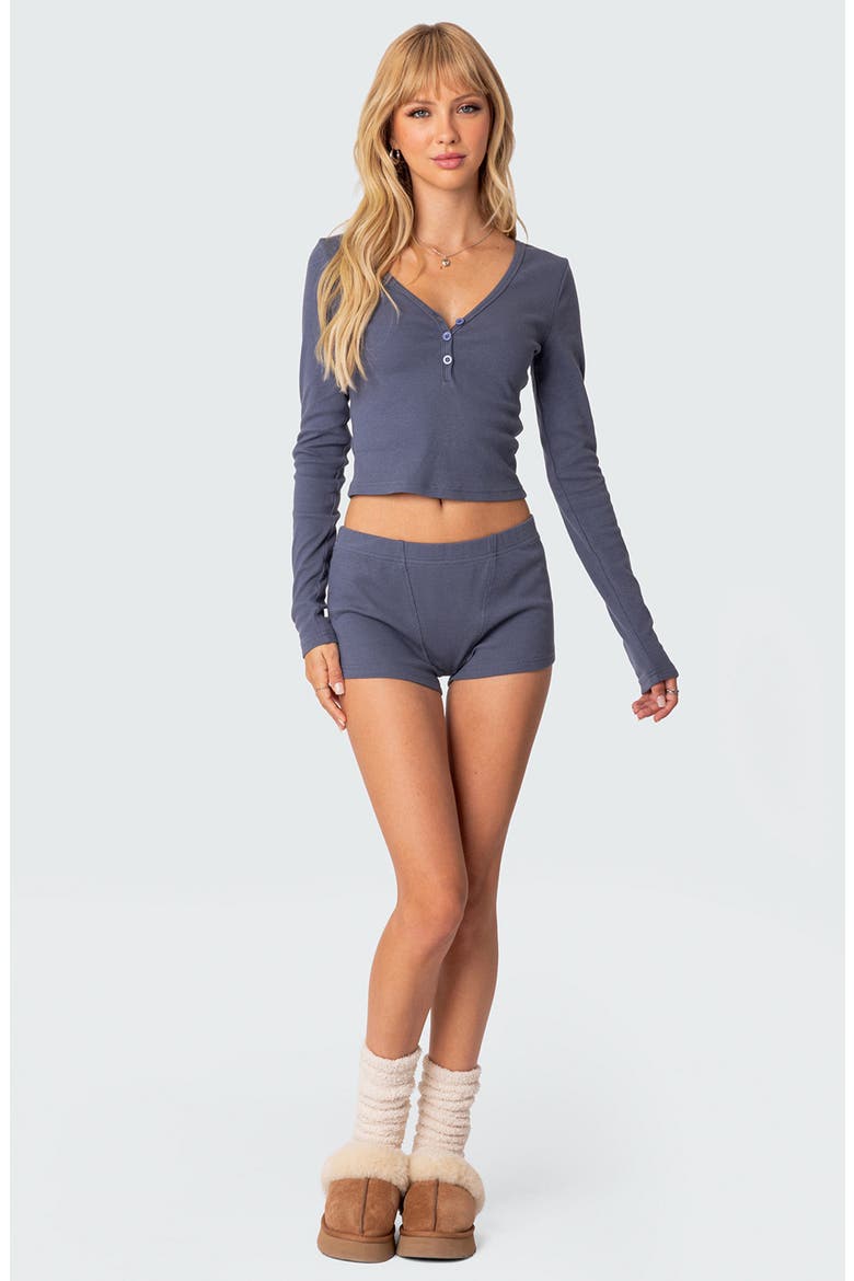 Rebekah Rib Crop Long Sleeve Top, Alternate, color, BLUE