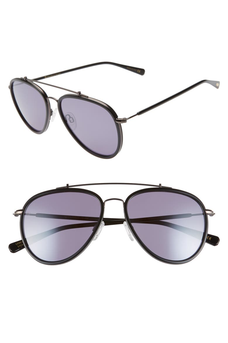 The Last 57mm Aviator Sunglasses, Main, color, BLACK SNAKE GRAY