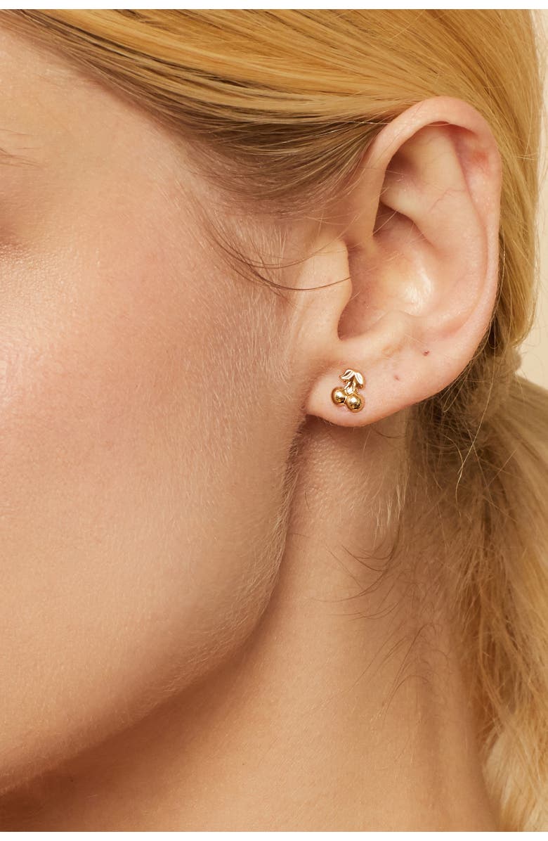 Oradina 14K Yellow Gold Amarena Cherry Studs, Alternate, color, Yellow Gold