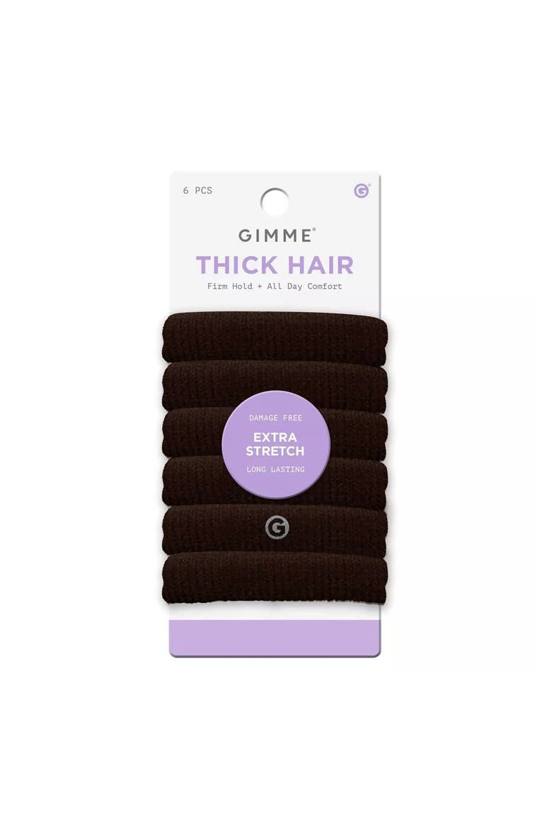 Thick Fit Hair Bands, Damage Free Hair Ties Made with Seamless Microfiber Elastics, Main, color, Dark Brown