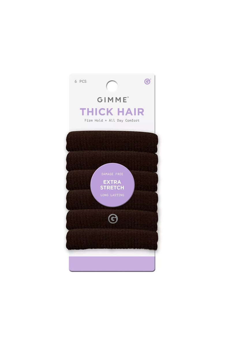 Gimme Beauty Thick Fit Hair Bands, Damage Free Hair Ties Made with Seamless Microfiber Elastics, Main, color, Dark Brown