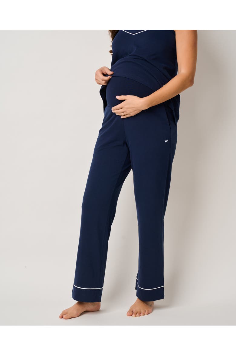 Luxe Pima Maternity Pants, Alternate, color, Navy