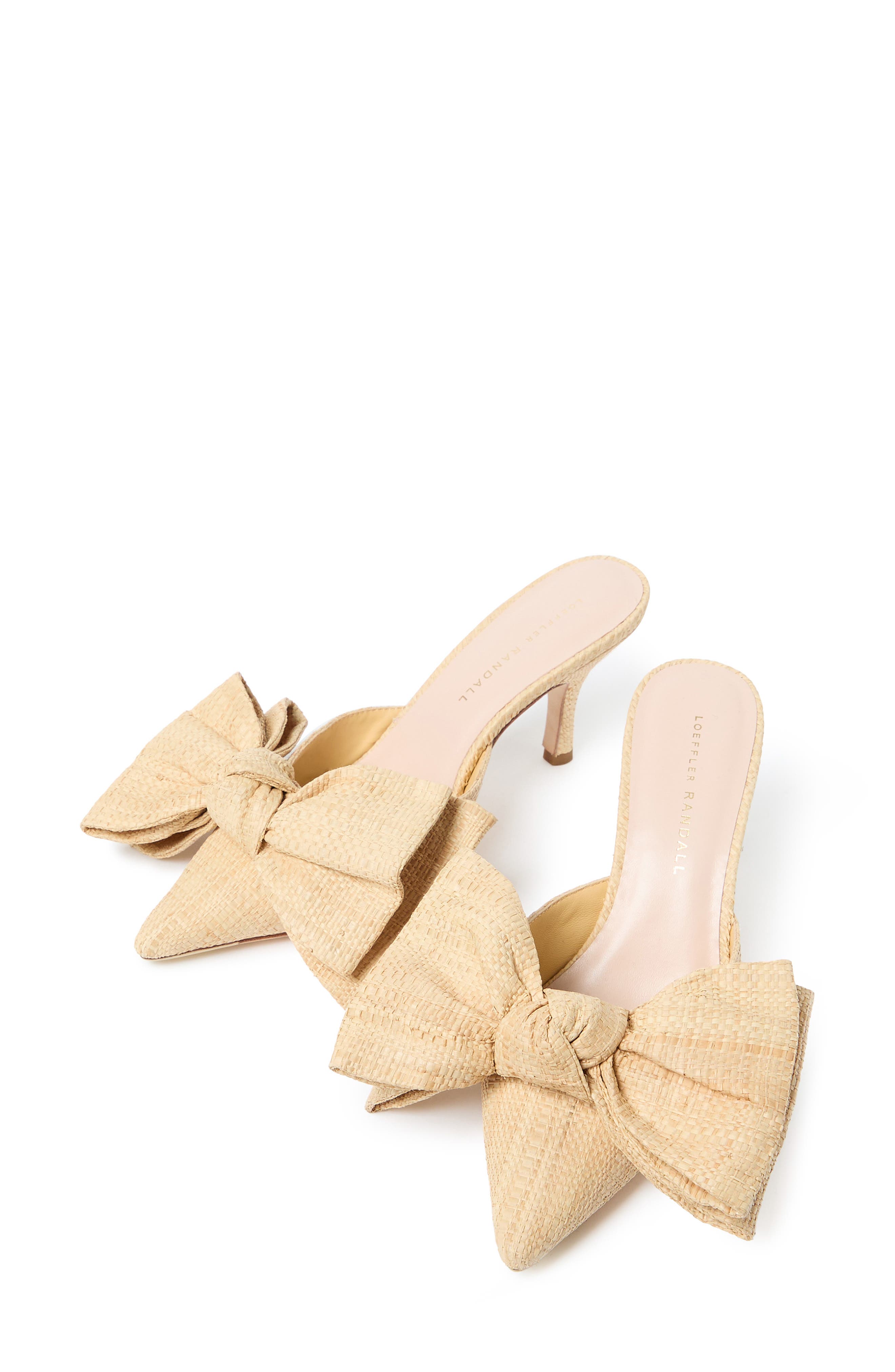 Loeffler Randall Margot Woven Raffia Bow Mule, Alternate, color, Natural