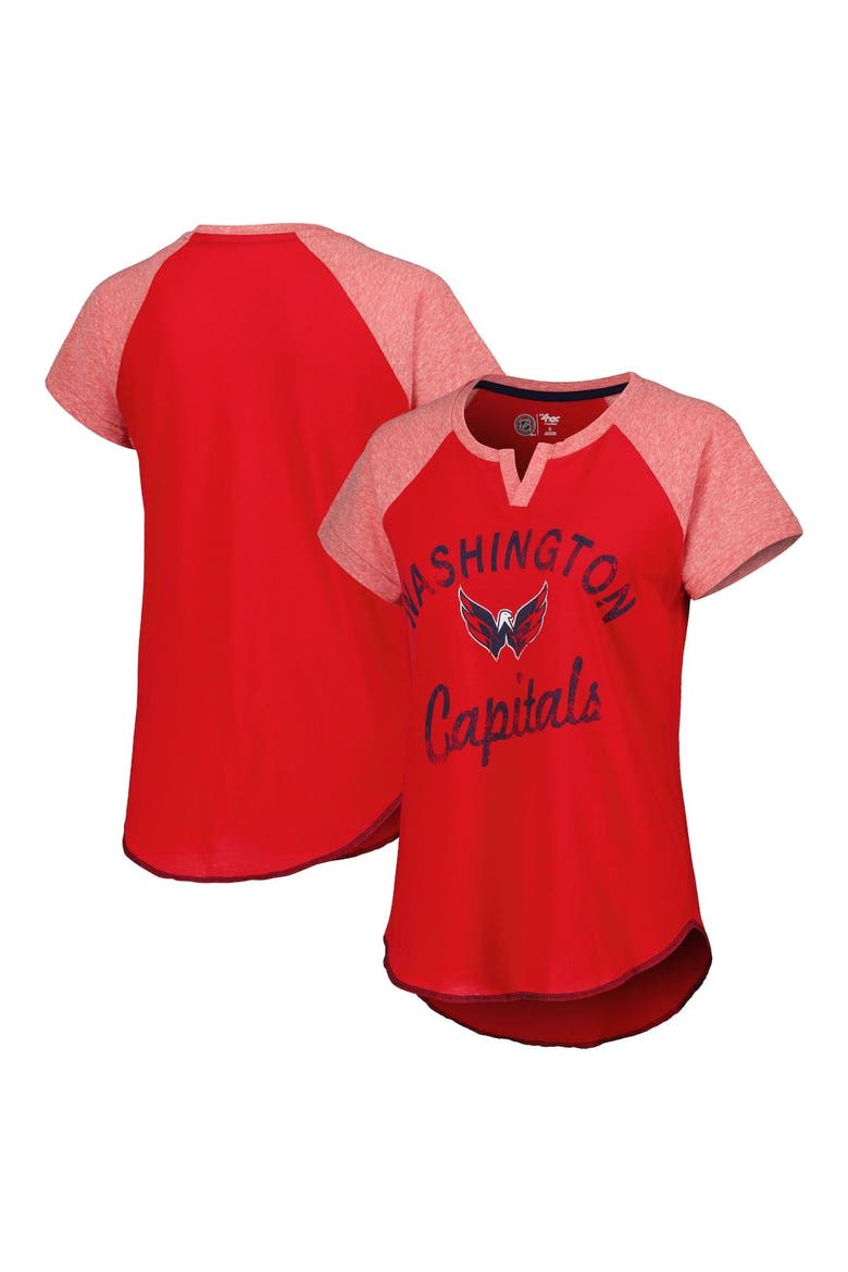 Women's Starter Red Washington Capitals Grand Slam Raglan Notch Neck T-Shirt, Main, color, Red