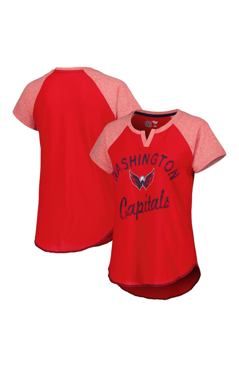 STARTER Women's Starter Red Washington Capitals Grand Slam Raglan Notch Neck T-Shirt, Main, color, Red