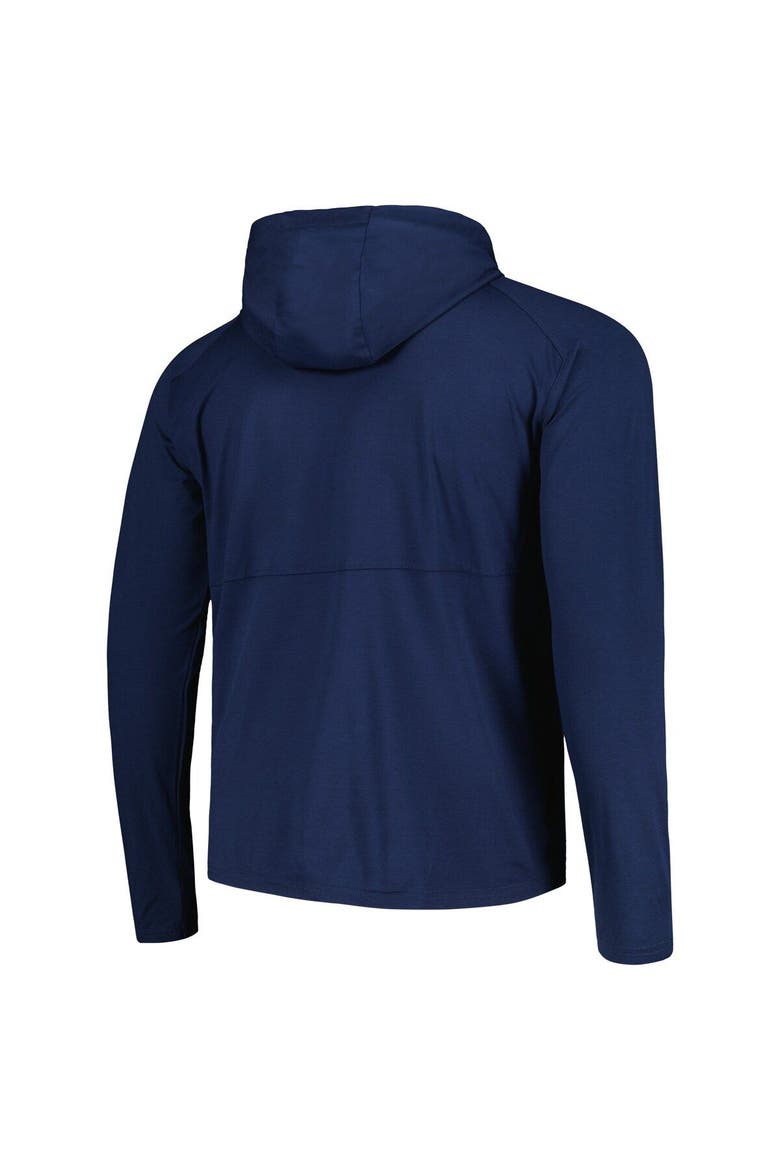 Men's Antigua Heather Navy Seattle Kraken Spikes Raglan Quarter-Zip Hoodie, Alternate, color, Heather Navy