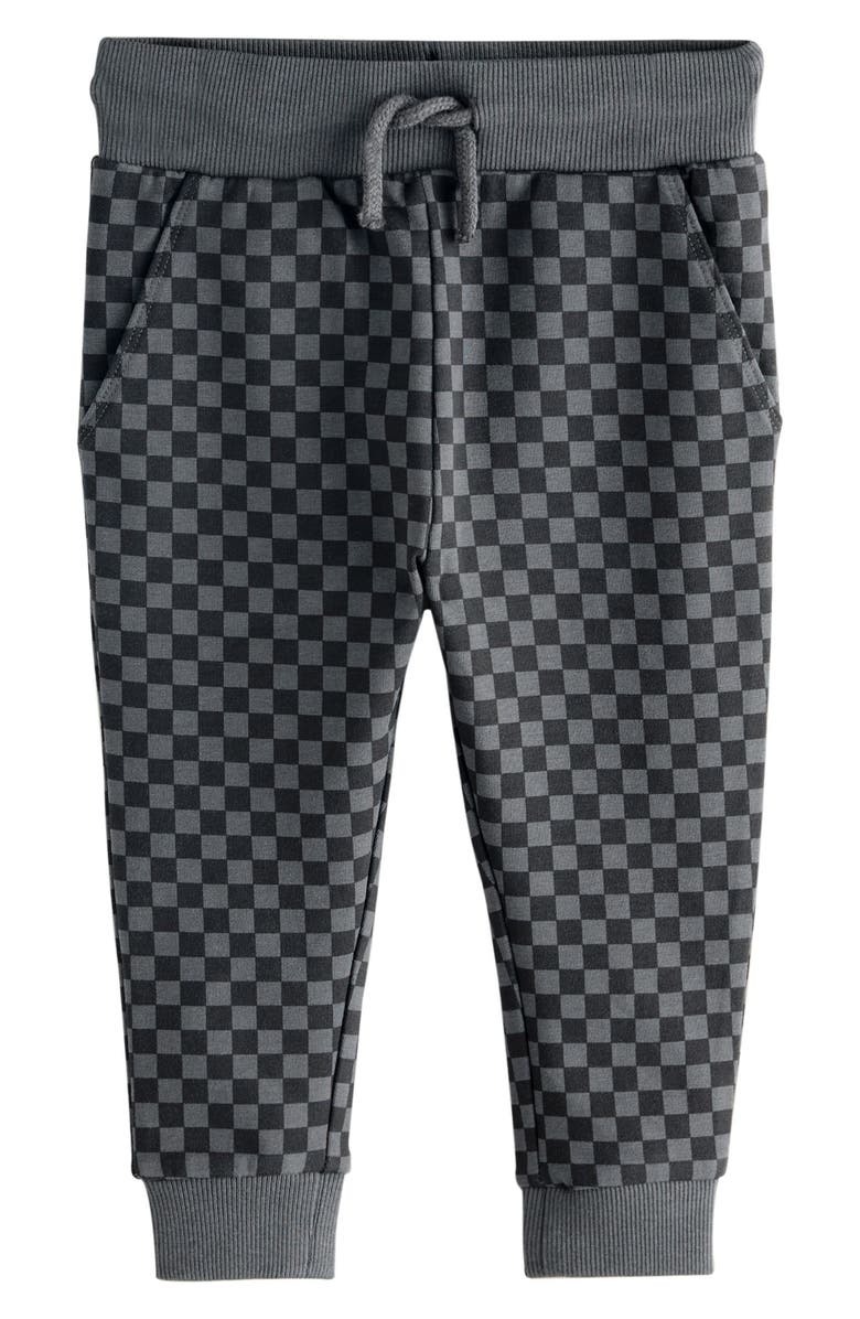 NEXT Kids' Check Cotton Joggers, Main, color, Black
