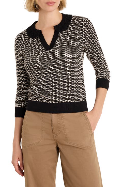 Geo Stitch Collared Sweater