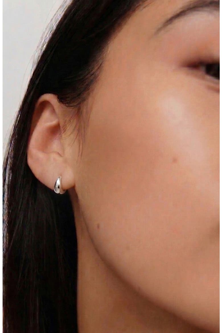 Aalto Mini Hammered Hoop Earrings, Alternate, color, Silver