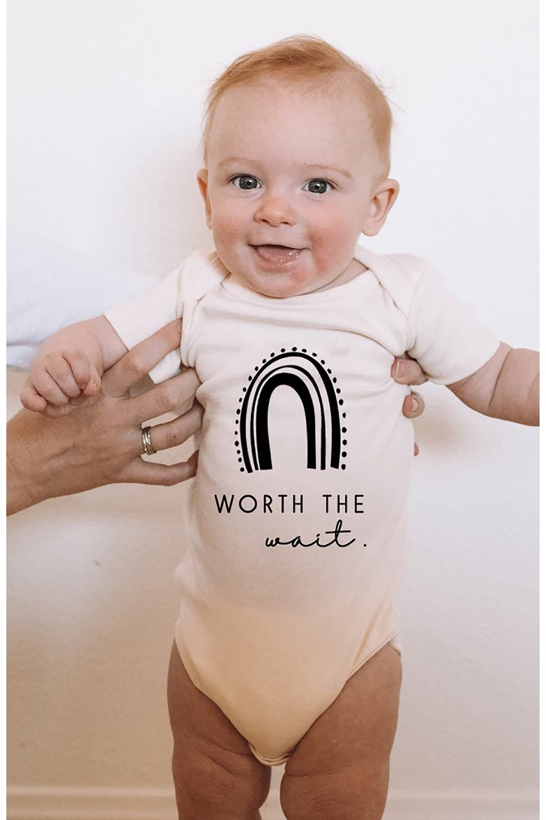 Worth the Wait Rainbow Organic Cotton Bodysuit, Alternate, color, NATURAL