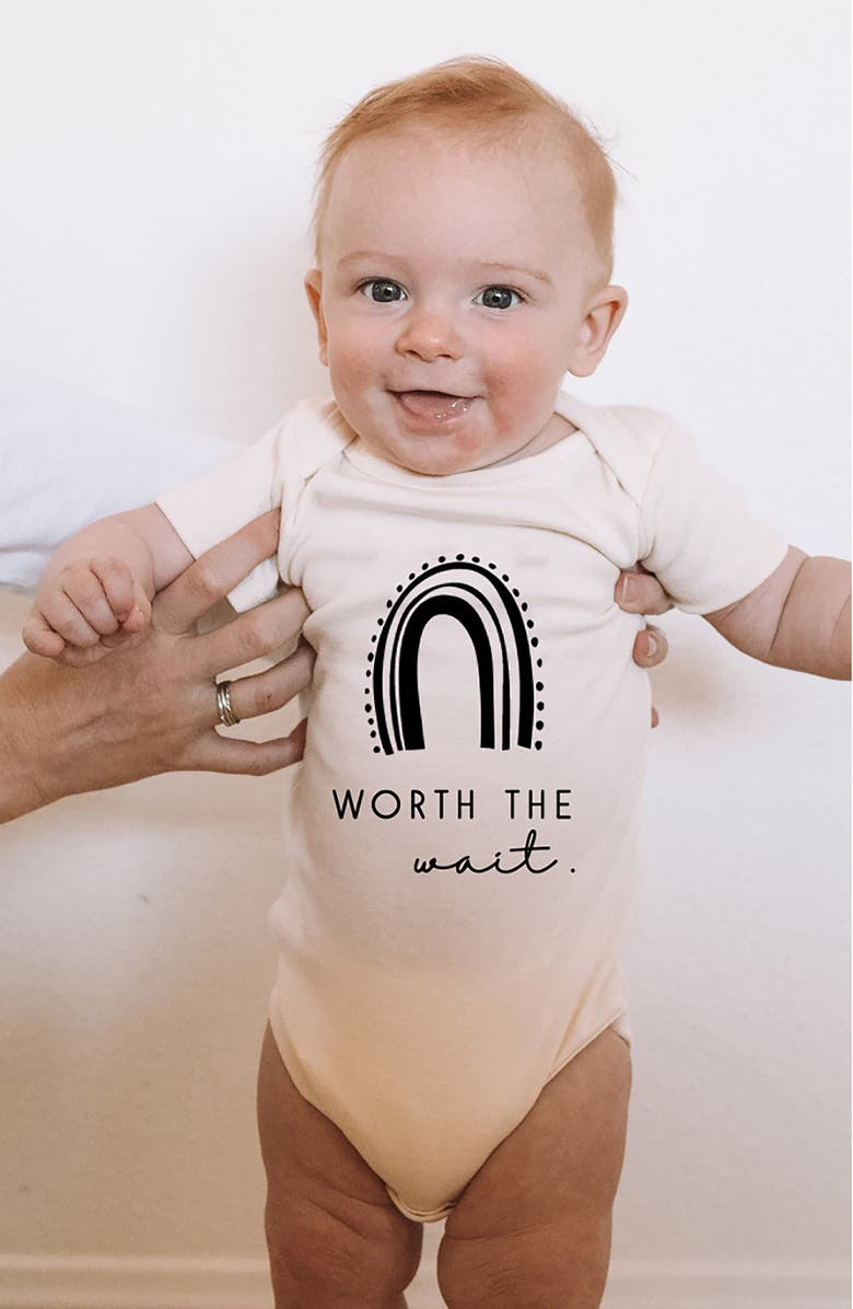 Tenth & Pine Worth the Wait Rainbow Organic Cotton Bodysuit, Alternate, color, 