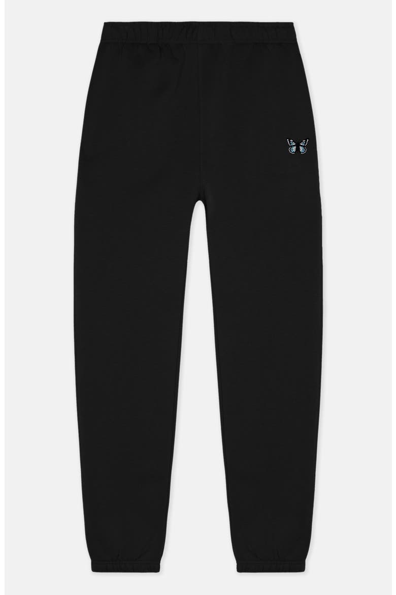Butterfly Midweight Relaxed Fleece Track Pants, Alternate, color, Black