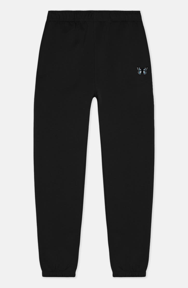 Dalix Butterfly Midweight Relaxed Fleece Track Pants, Alternate, color, Black