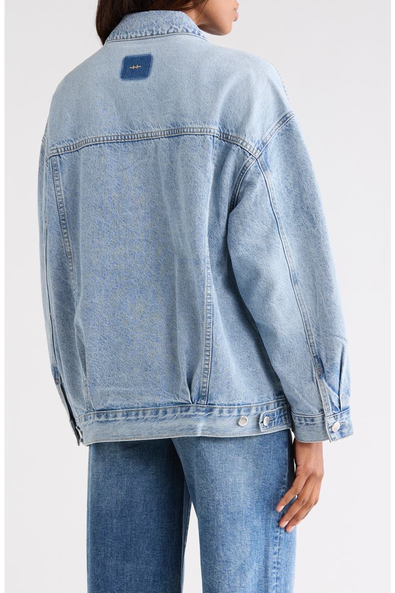 Rachele Boyfriend Denim Trucker Jacket, Alternate, color, AIRE