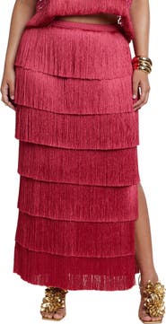 ELOQUII Patbo X Eloquii Fringe Column Maxi Skirt