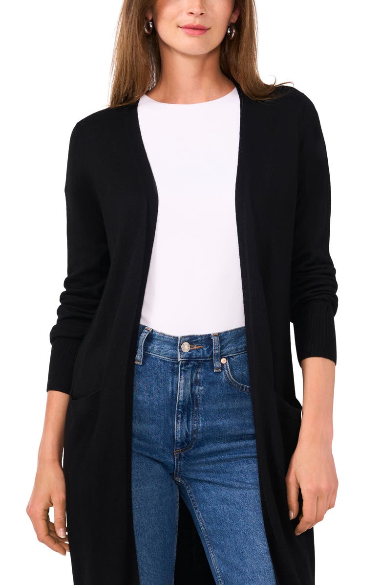 Halogen<sup>®</sup> Open Front Longline Cardigan, Alternate, color, Rich Black