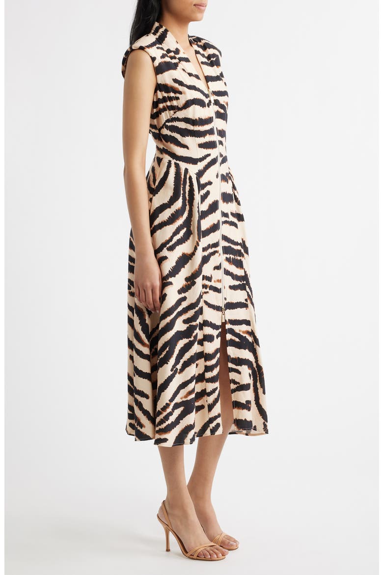 Abstract Animal Print Cocktail Midi Dress, Alternate, color, BLACK/ BEIGE LEOPARD PRINT