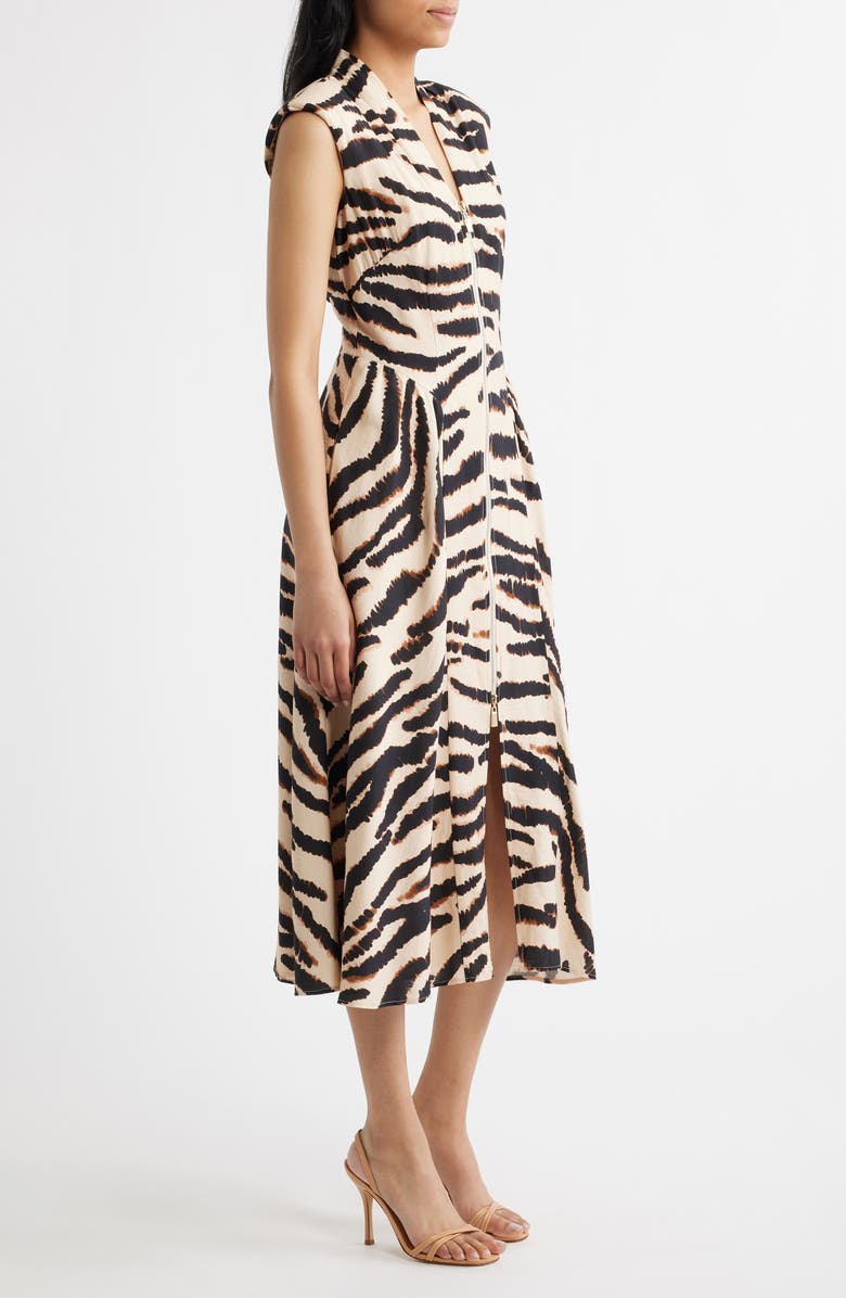 Vince Camuto Abstract Animal Print Cocktail Midi Dress, Alternate, color, Black/ Beige Leopard Print