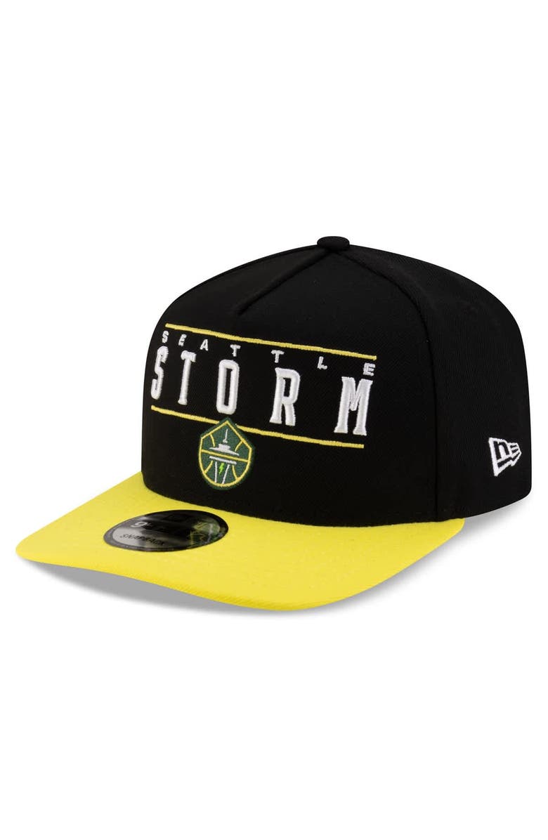 New Era Unisex New Era Black/Yellow Seattle Storm 2025 WNBA Draft A-Frame 9FIFTY Snapback Hat, Main, color, 