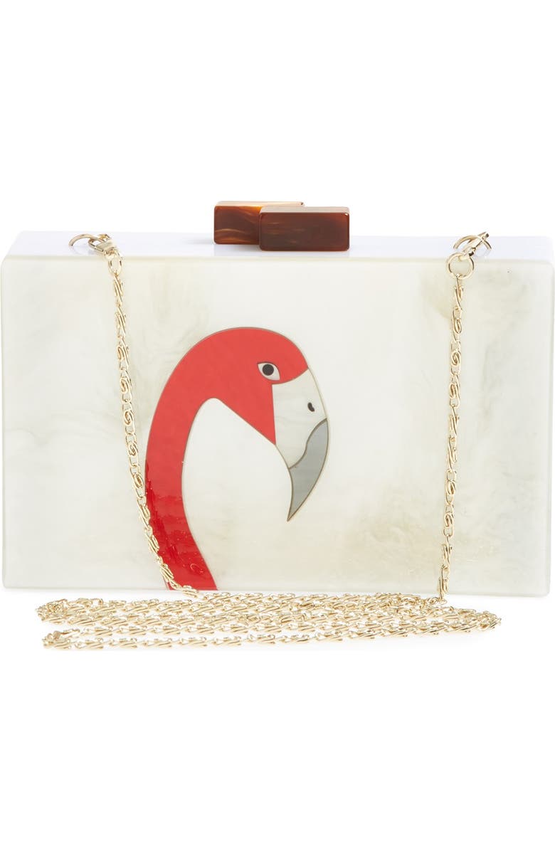 NATASHA Couture 'Flamingo' Clutch, Alternate, color,