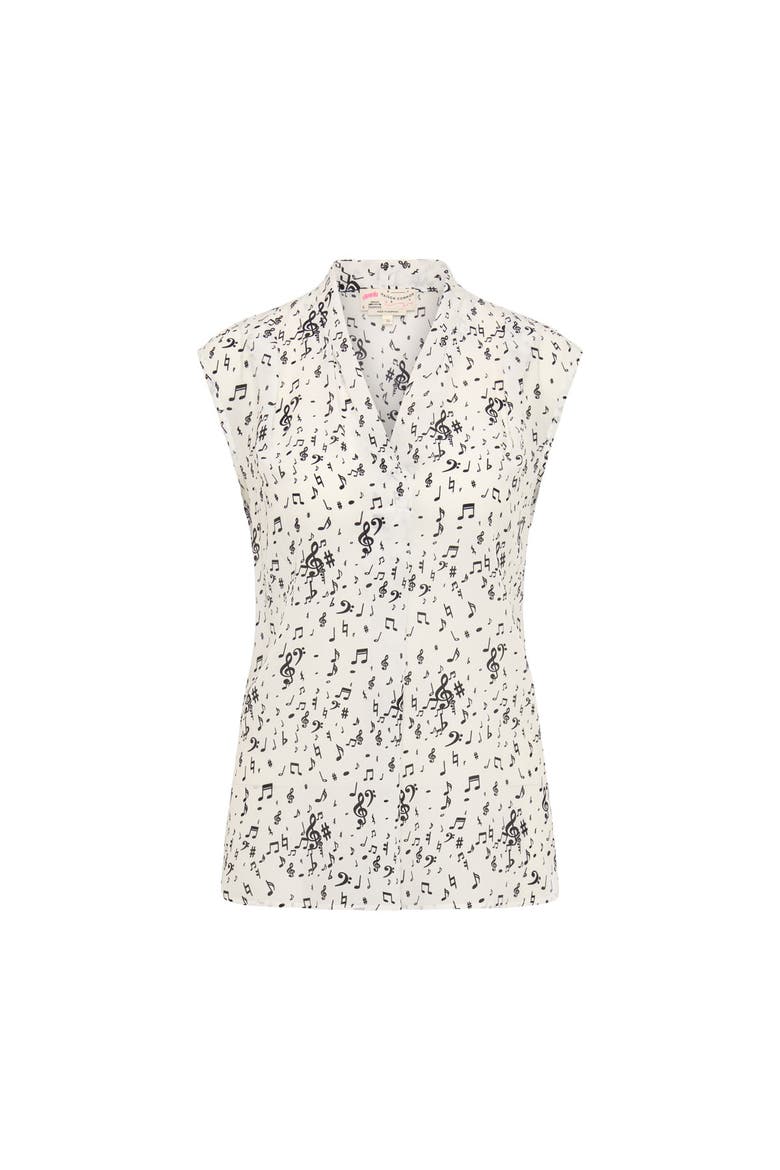 Printed Silk Top, Main, color, White / Black