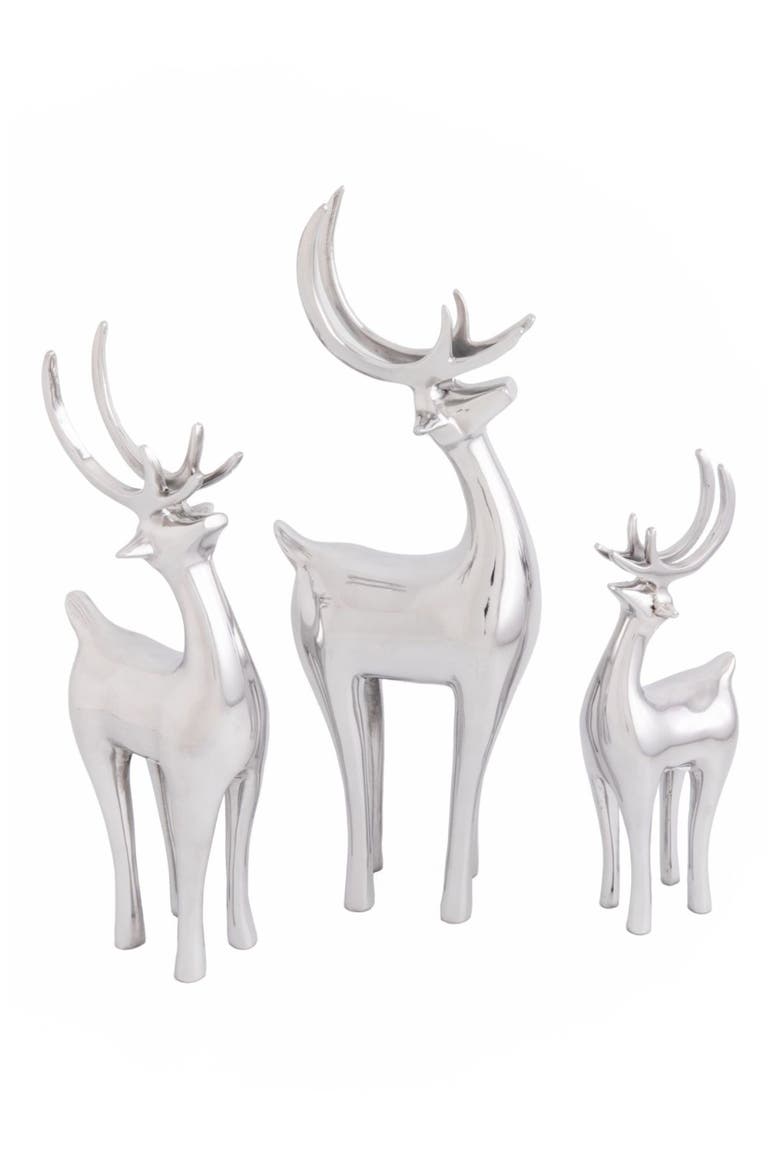 Set of 3 Reindeer, Alternate, color, SILVER