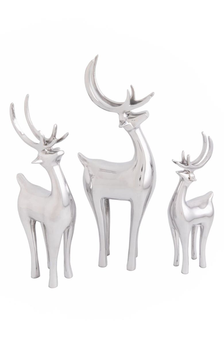 Nambé Set of 3 Reindeer, Alternate, color, Silver