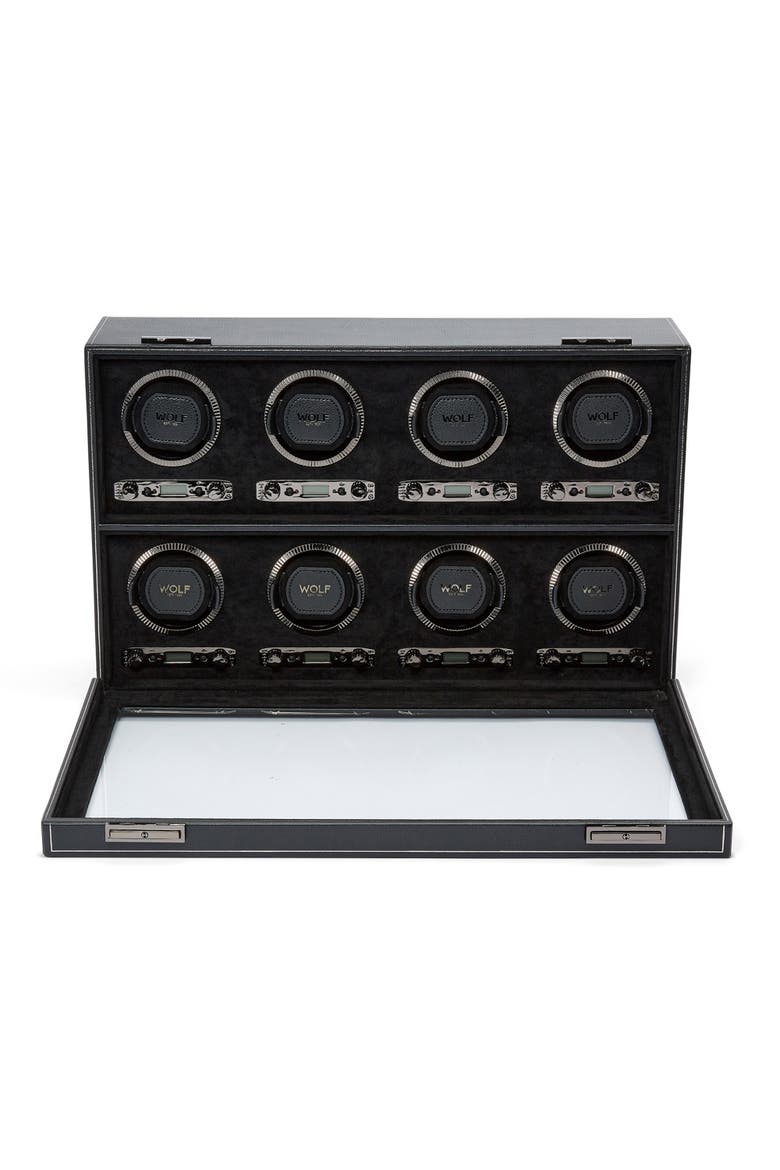 British Racing 8 Piece Watch Winder, Alternate, color, Black