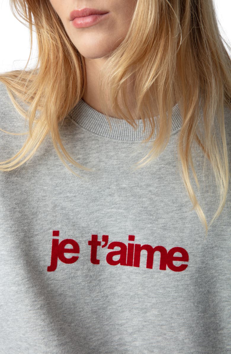 Zadig & Voltaire Oscar Je T'Aime Organic Cotton Blend Sweatshirt, Alternate, color, 