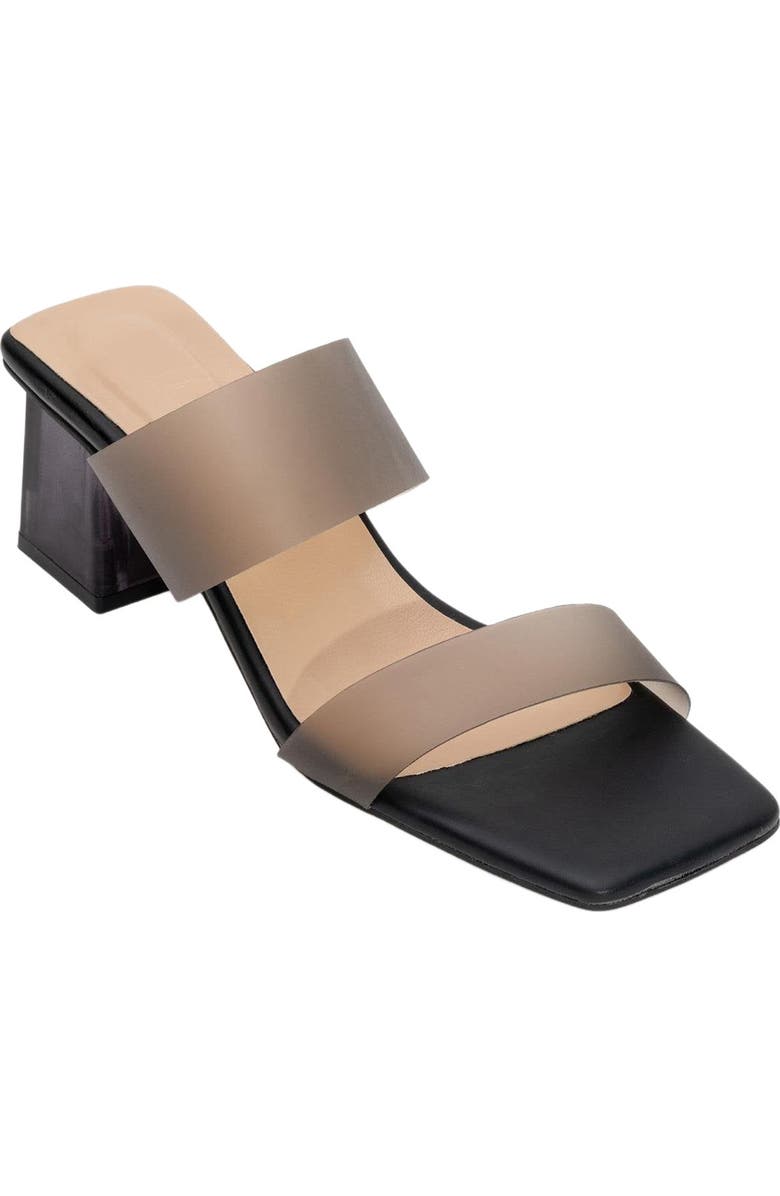 Prologue Shoes Elara Transparent Strap Sandal, Alternate, color, Black Faux Leather
