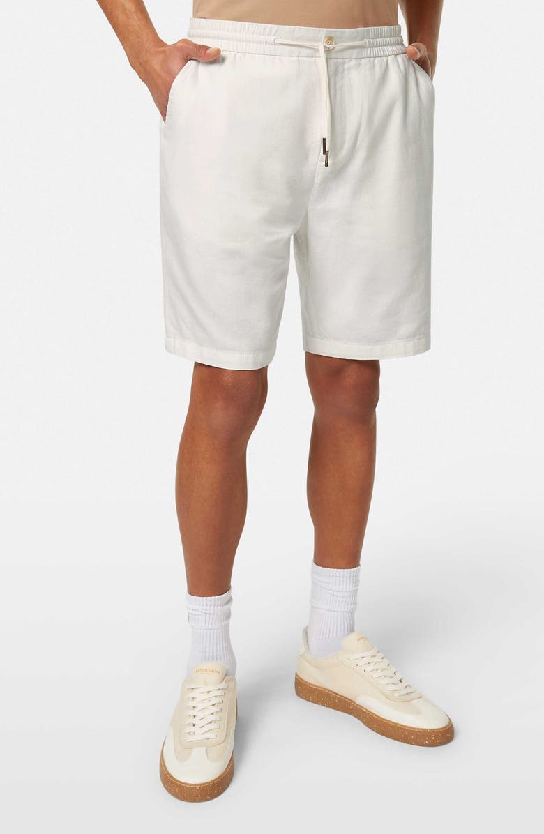Scotch & Soda Cotton & Linen Twill Drawstring Bermuda Shorts, Main, color, 