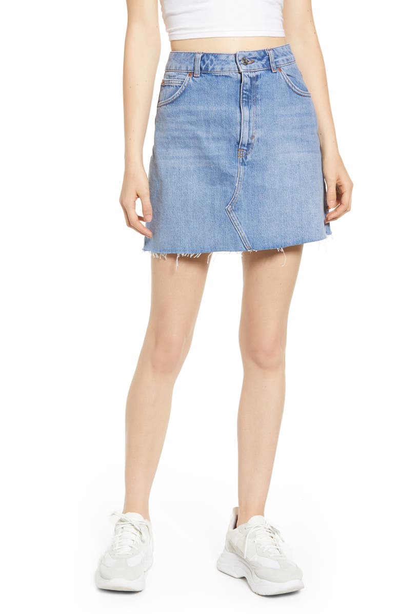 Topshop Frayed Hem Miniskirt, Main, color, 