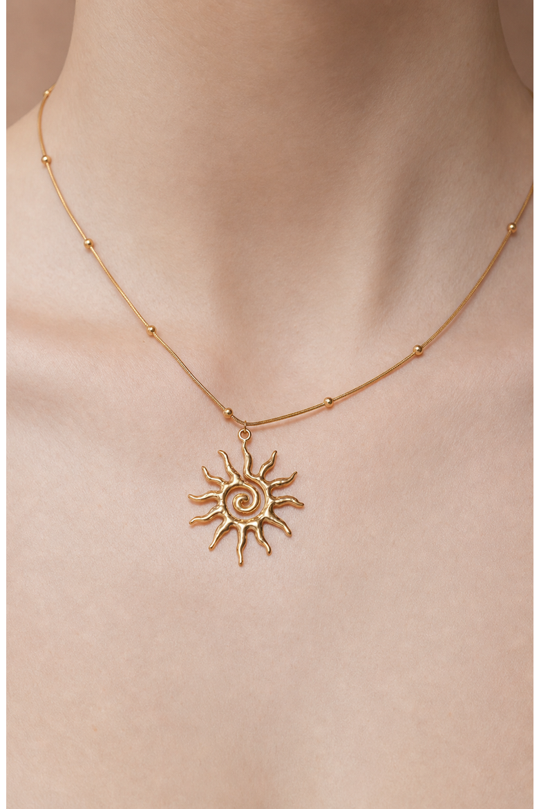 Vortex Sun Pendant Necklace, Alternate, color, Gold