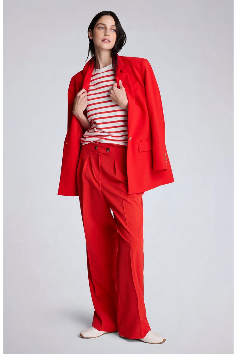 Pleat Front Wide Leg Pants, Alternate, color, LAVA RED