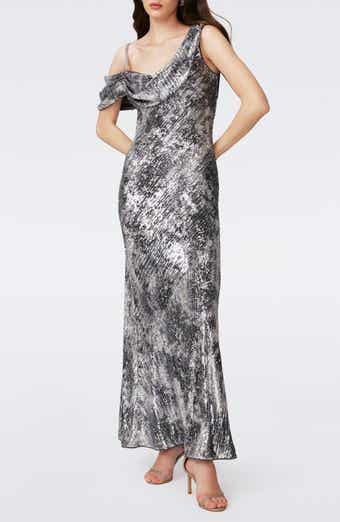 Joaquin Metallic Sequin Asymmetric Dress