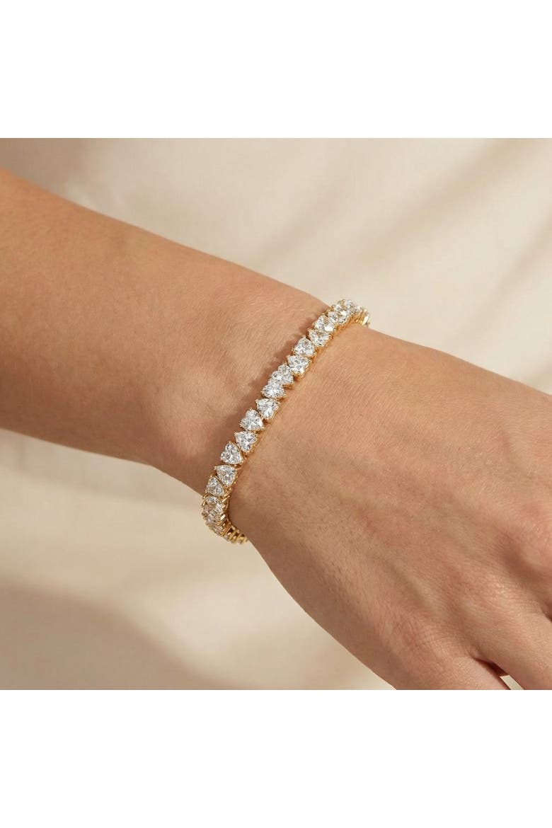 10.50Ct Heart Cut Diamond Tennis Bracelet 14k Gold 7" Lab Grown, Alternate, color, 14k Yellow Gold