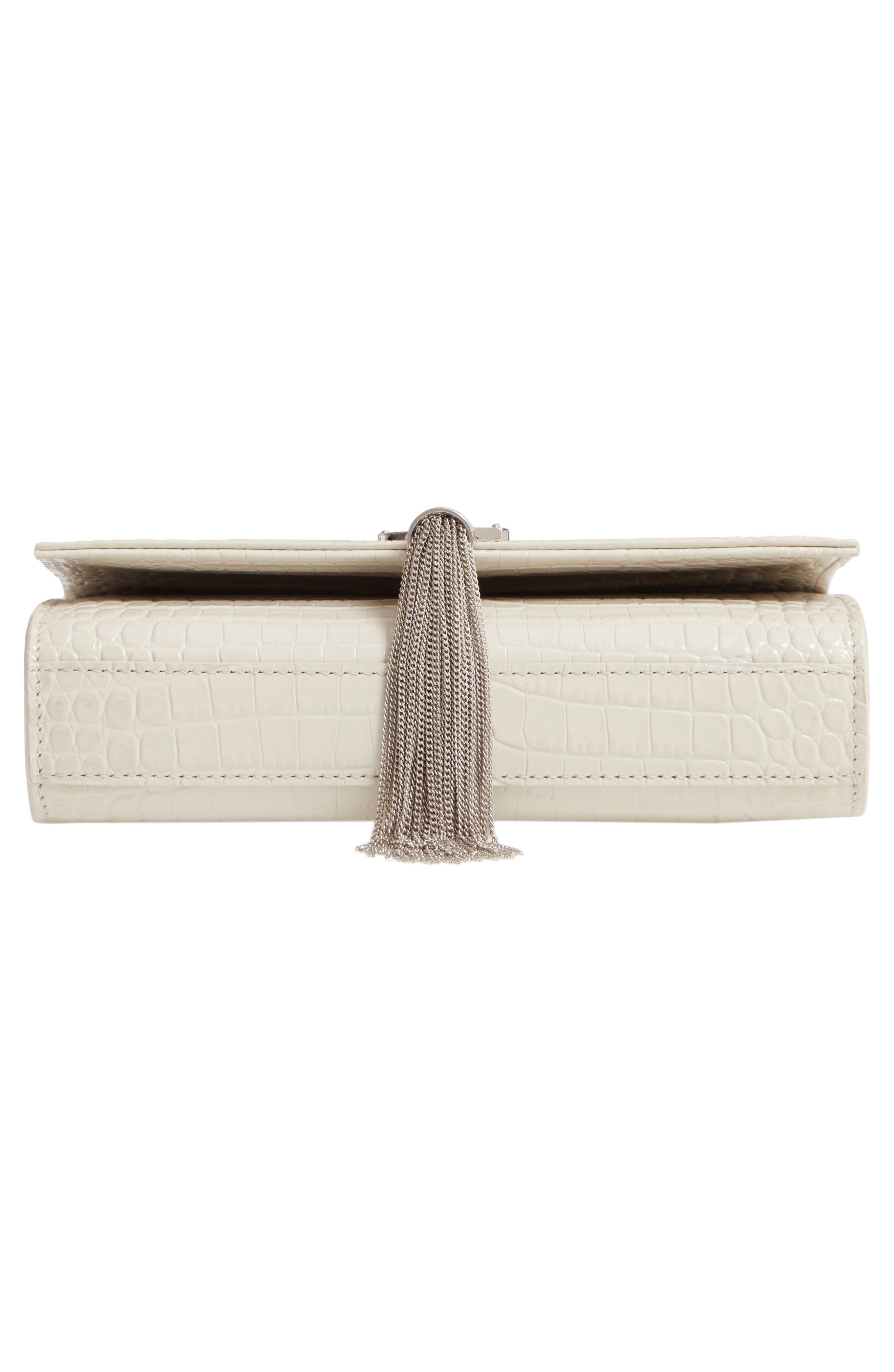 Small Kate Croc Embossed Leather Shoulder Bag, Alternate, color, BLANC VINTAGE