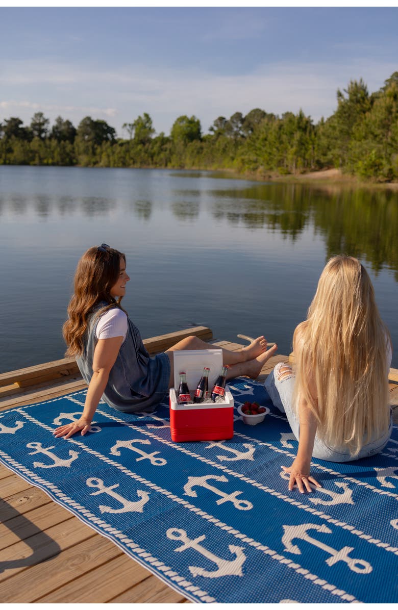 Mad Mats Anchor Blue & White Rug, Alternate, color, 5'X8'