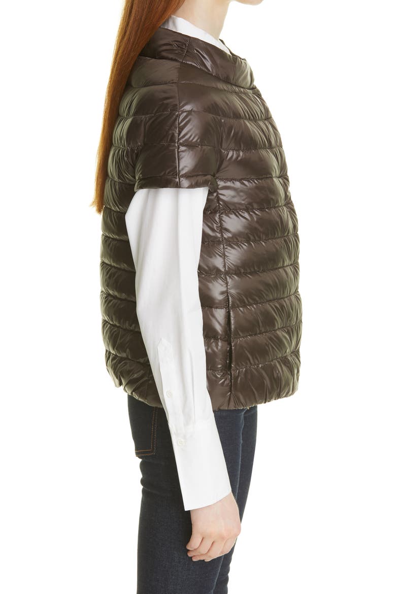 Emilia Cap Sleeve Quilted Down Jacket, Alternate, color, MARRONE SCURO